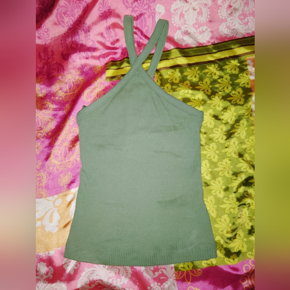 Green cross over shirt